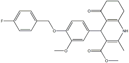 methyl 4-{4-[(4-fluorobenzyl)oxy]-3-methoxyphenyl}-2-methyl-5-oxo-1,4,5,6,7,8-hexahydro-3-quinolinecarboxylate Struktur