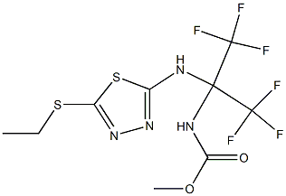 methyl 1-{[5-(ethylsulfanyl)-1,3,4-thiadiazol-2-yl]amino}-2,2,2-trifluoro-1-(trifluoromethyl)ethylcarbamate Struktur