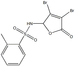 N-(3,4-dibromo-5-oxo-2,5-dihydro-2-furanyl)-2-methylbenzenesulfonamide Struktur