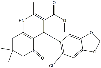 methyl 4-(6-chloro-1,3-benzodioxol-5-yl)-2,7,7-trimethyl-5-oxo-1,4,5,6,7,8-hexahydro-3-quinolinecarboxylate Struktur