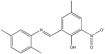 2-{[(2,5-dimethylphenyl)imino]methyl}-6-nitro-4-methylphenol Struktur