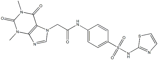 2-(1,3-dimethyl-2,6-dioxo-1,2,3,6-tetrahydro-7H-purin-7-yl)-N-{4-[(1,3-thiazol-2-ylamino)sulfonyl]phenyl}acetamide Struktur