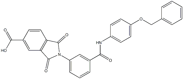 1,3-dioxo-2-{3-[({4-[(phenylmethyl)oxy]phenyl}amino)carbonyl]phenyl}-2,3-dihydro-1H-isoindole-5-carboxylic acid Struktur