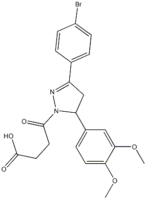 4-[5-[3,4-bis(methyloxy)phenyl]-3-(4-bromophenyl)-4,5-dihydro-1H-pyrazol-1-yl]-4-oxobutanoic acid Struktur