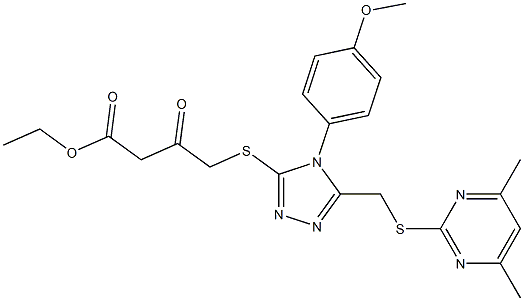 ethyl 4-{[5-{[(4,6-dimethyl-2-pyrimidinyl)sulfanyl]methyl}-4-(4-methoxyphenyl)-4H-1,2,4-triazol-3-yl]sulfanyl}-3-oxobutanoate Struktur