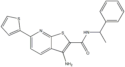 3-amino-N-(1-phenylethyl)-6-thien-2-ylthieno[2,3-b]pyridine-2-carboxamide Struktur