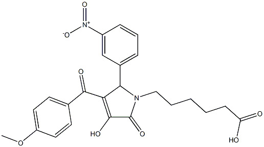 6-[3-hydroxy-5-{3-nitrophenyl}-4-(4-methoxybenzoyl)-2-oxo-2,5-dihydro-1H-pyrrol-1-yl]hexanoic acid Struktur