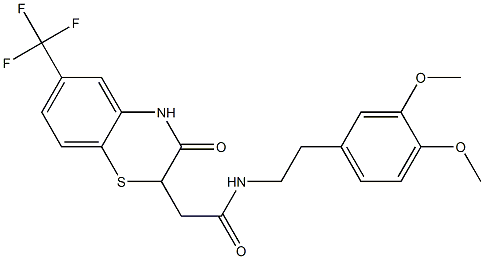 N-[2-(3,4-dimethoxyphenyl)ethyl]-2-[3-oxo-6-(trifluoromethyl)-3,4-dihydro-2H-1,4-benzothiazin-2-yl]acetamide Struktur