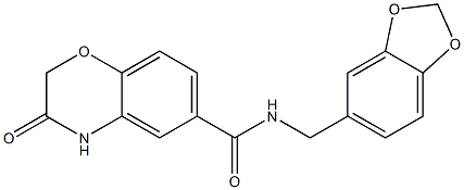 N-(1,3-benzodioxol-5-ylmethyl)-3-oxo-3,4-dihydro-2H-1,4-benzoxazine-6-carboxamide Struktur