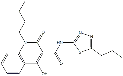 1-butyl-4-hydroxy-2-oxo-N-(5-propyl-1,3,4-thiadiazol-2-yl)-1,2-dihydroquinoline-3-carboxamide Struktur