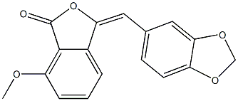 3-(1,3-benzodioxol-5-ylmethylene)-7-methoxy-2-benzofuran-1(3H)-one Struktur