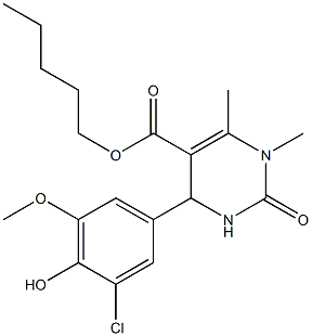 pentyl 4-(3-chloro-4-hydroxy-5-methoxyphenyl)-1,6-dimethyl-2-oxo-1,2,3,4-tetrahydro-5-pyrimidinecarboxylate Struktur