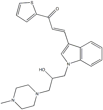 3-{1-[2-hydroxy-3-(4-methyl-1-piperazinyl)propyl]-1H-indol-3-yl}-1-(2-thienyl)-2-propen-1-one Struktur