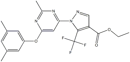 ethyl 1-[6-(3,5-dimethylphenoxy)-2-methyl-4-pyrimidinyl]-5-(trifluoromethyl)-1H-pyrazole-4-carboxylate Struktur