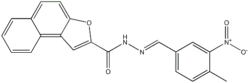 N'-{3-nitro-4-methylbenzylidene}naphtho[2,1-b]furan-2-carbohydrazide Struktur