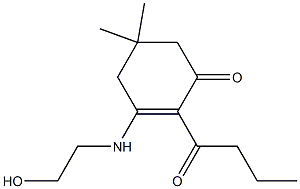 2-butyryl-3-[(2-hydroxyethyl)amino]-5,5-dimethylcyclohex-2-en-1-one Struktur