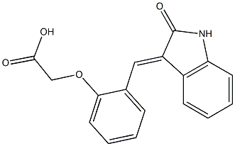 {2-[(2-oxo-1,2-dihydro-3H-indol-3-ylidene)methyl]phenoxy}acetic acid Struktur