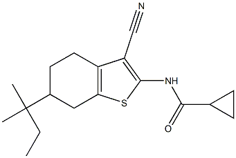 N-[3-cyano-6-(tert-pentyl)-4,5,6,7-tetrahydro-1-benzothiophen-2-yl]cyclopropanecarboxamide Struktur