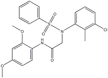 2-[3-chloro-2-methyl(phenylsulfonyl)anilino]-N-(2,4-dimethoxyphenyl)acetamide Struktur