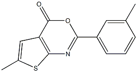 6-methyl-2-(3-methylphenyl)-4H-thieno[2,3-d][1,3]oxazin-4-one Struktur