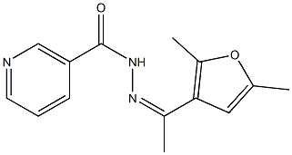 N'-[1-(2,5-dimethyl-3-furyl)ethylidene]nicotinohydrazide Struktur