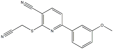 2-[(cyanomethyl)sulfanyl]-6-(3-methoxyphenyl)nicotinonitrile Struktur