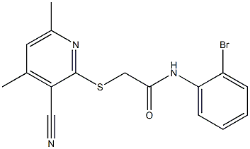 N-(2-bromophenyl)-2-[(3-cyano-4,6-dimethyl-2-pyridinyl)sulfanyl]acetamide Struktur