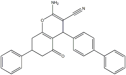 2-amino-4-[1,1'-biphenyl]-4-yl-5-oxo-7-phenyl-5,6,7,8-tetrahydro-4H-chromene-3-carbonitrile Struktur