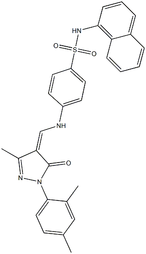 4-({[1-(2,4-dimethylphenyl)-3-methyl-5-oxo-1,5-dihydro-4H-pyrazol-4-ylidene]methyl}amino)-N-(1-naphthyl)benzenesulfonamide Struktur