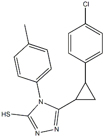 5-[2-(4-chlorophenyl)cyclopropyl]-4-(4-methylphenyl)-4H-1,2,4-triazol-3-yl hydrosulfide Struktur