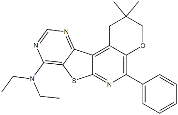 N,N-diethyl-2,2-dimethyl-5-phenyl-2,3-dihydro-1H-pyrano[3'',2'':4',5']pyrido[3',2':4,5]thieno[3,2-d]pyrimidin-8-amine Struktur