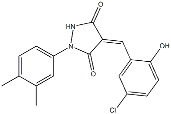 4-(5-chloro-2-hydroxybenzylidene)-1-(3,4-dimethylphenyl)-3,5-pyrazolidinedione Struktur