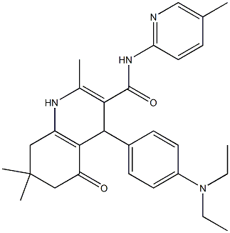 4-[4-(diethylamino)phenyl]-2,7,7-trimethyl-N-(5-methyl-2-pyridinyl)-5-oxo-1,4,5,6,7,8-hexahydro-3-quinolinecarboxamide Struktur