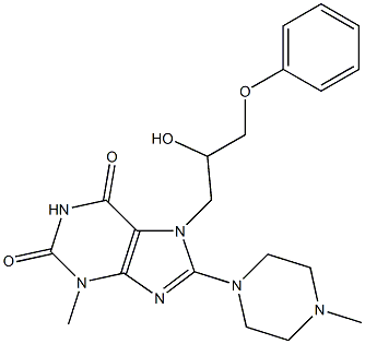 7-(2-hydroxy-3-phenoxypropyl)-3-methyl-8-(4-methyl-1-piperazinyl)-3,7-dihydro-1H-purine-2,6-dione Struktur