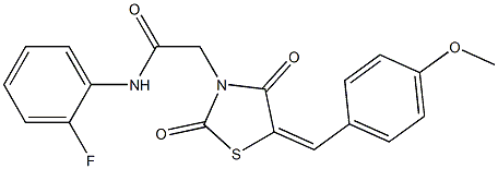 N-(2-fluorophenyl)-2-[5-(4-methoxybenzylidene)-2,4-dioxo-1,3-thiazolidin-3-yl]acetamide Struktur