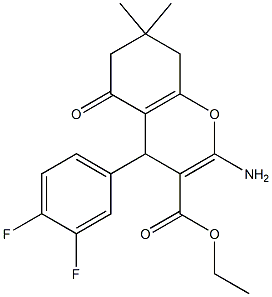 ethyl 2-amino-4-(3,4-difluorophenyl)-7,7-dimethyl-5-oxo-5,6,7,8-tetrahydro-4H-chromene-3-carboxylate Struktur