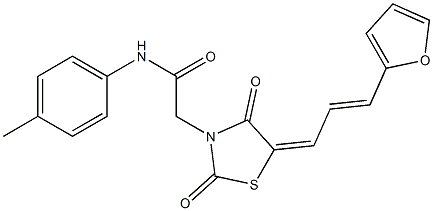 2-{5-[3-(2-furyl)-2-propenylidene]-2,4-dioxo-1,3-thiazolidin-3-yl}-N-(4-methylphenyl)acetamide Struktur