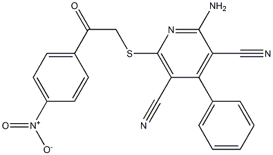 2-amino-6-{[2-(4-nitrophenyl)-2-oxoethyl]sulfanyl}-4-phenyl-3,5-pyridinedicarbonitrile Struktur