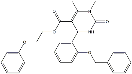 2-phenoxyethyl 4-[2-(benzyloxy)phenyl]-1,6-dimethyl-2-oxo-1,2,3,4-tetrahydro-5-pyrimidinecarboxylate Struktur