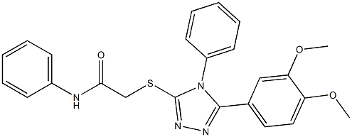 2-{[5-(3,4-dimethoxyphenyl)-4-phenyl-4H-1,2,4-triazol-3-yl]sulfanyl}-N-phenylacetamide Struktur