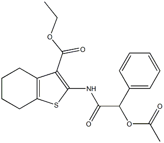 ethyl 2-{[(acetyloxy)(phenyl)acetyl]amino}-4,5,6,7-tetrahydro-1-benzothiophene-3-carboxylate Struktur