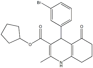 cyclopentyl 4-(3-bromophenyl)-2-methyl-5-oxo-1,4,5,6,7,8-hexahydroquinoline-3-carboxylate Struktur