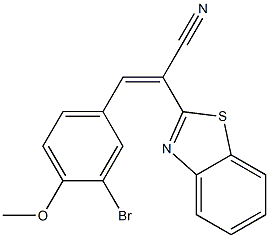 2-(1,3-benzothiazol-2-yl)-3-(3-bromo-4-methoxyphenyl)acrylonitrile Struktur