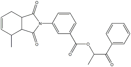 1-methyl-2-oxo-2-phenylethyl 3-(4-methyl-1,3-dioxo-1,3,3a,4,7,7a-hexahydro-2H-isoindol-2-yl)benzoate Struktur