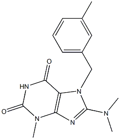 8-(dimethylamino)-3-methyl-7-[(3-methylphenyl)methyl]-3,7-dihydro-1H-purine-2,6-dione Struktur