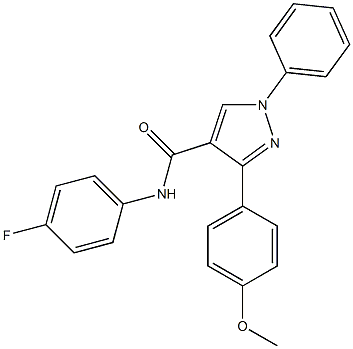 N-(4-fluorophenyl)-3-[4-(methyloxy)phenyl]-1-phenyl-1H-pyrazole-4-carboxamide Struktur