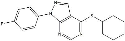 cyclohexyl 1-(4-fluorophenyl)-1H-pyrazolo[3,4-d]pyrimidin-4-yl sulfide Struktur