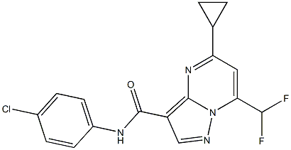 N-(4-chlorophenyl)-5-cyclopropyl-7-(difluoromethyl)pyrazolo[1,5-a]pyrimidine-3-carboxamide Struktur