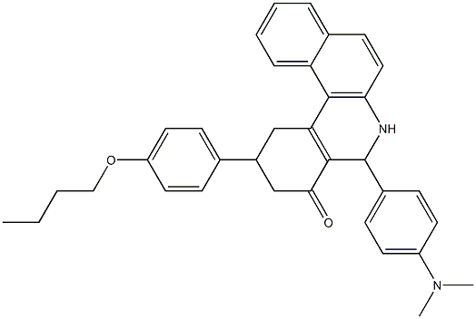 2-(4-butoxyphenyl)-5-[4-(dimethylamino)phenyl]-2,3,5,6-tetrahydrobenzo[a]phenanthridin-4(1H)-one Struktur