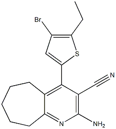 2-amino-4-(4-bromo-5-ethyl-2-thienyl)-6,7,8,9-tetrahydro-5H-cyclohepta[b]pyridine-3-carbonitrile Struktur